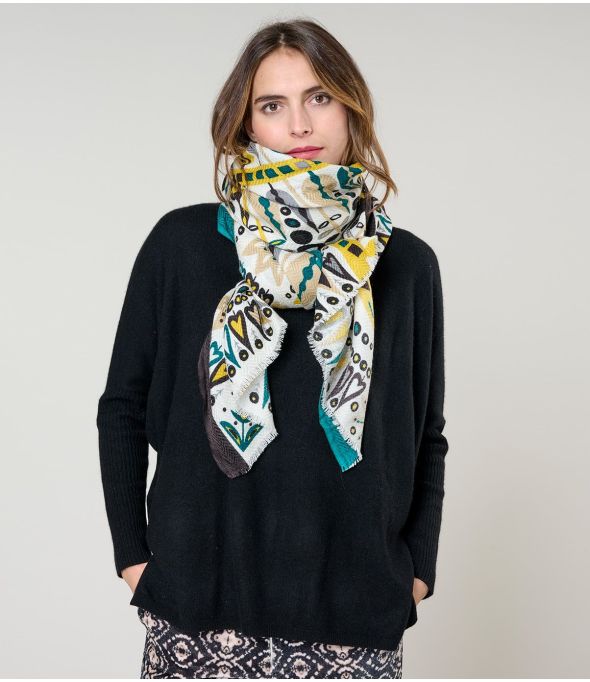 CAROL Wool, Silk Scarf - 1