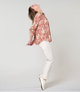 SARA PASTEL BRICK BLOUSE in Viscose - 3