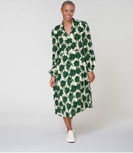 GULIA HIBIS GREEN VISCOSE DRESS - 1