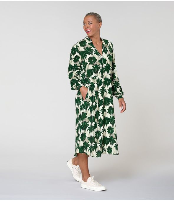 GULIA HIBIS GREEN VISCOSE DRESS - 1