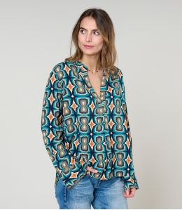 MILA KHAN BLUE BLOUSE in Viscose - 1