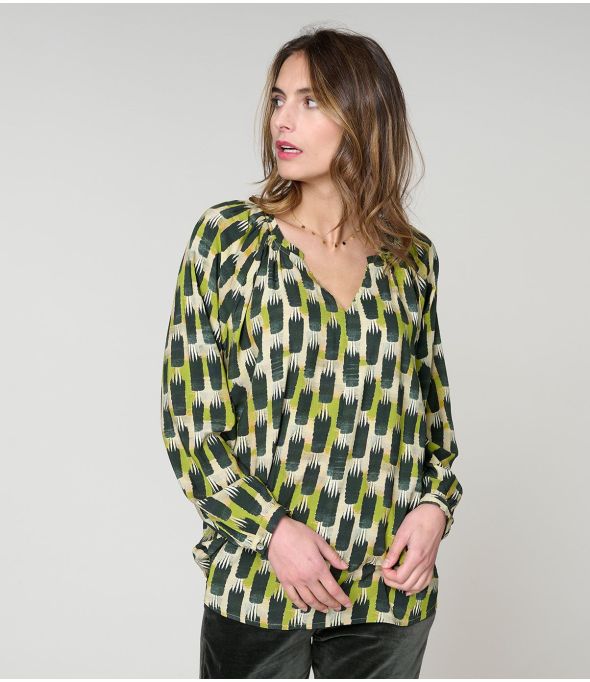 IRIS KUMI GREEN BLOUSE in Viscose - 1