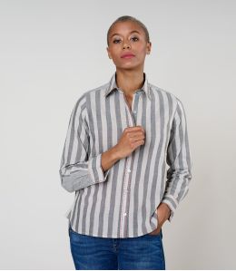 FRAN WEAVE GREY COTTON SHIRT - 1