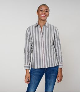 FRAN WEAVE GREY COTTON SHIRT - 2