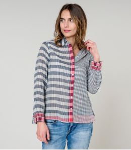 FRAN WEAVE BLUE COTTON SHIRT - 1