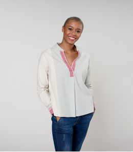 MILA WEAVE GREY BLOUSE in Cotton - 2