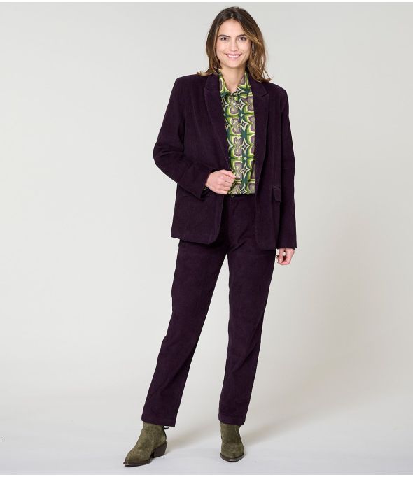 LENY PLAIN VELVET PLUM VISCOSE PANTS - 1