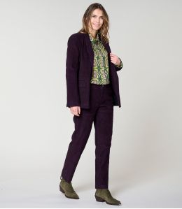 LOU PLAIN VELVET PLUM VISCOSE JACKET - 2