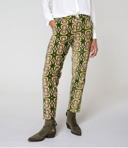 LENY KHAN GREEN COTTON PANTS - 1