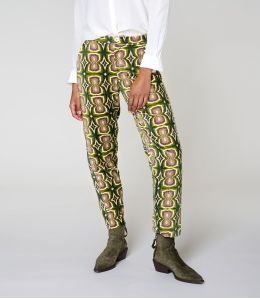 LENY KHAN GREEN COTTON PANTS - 2