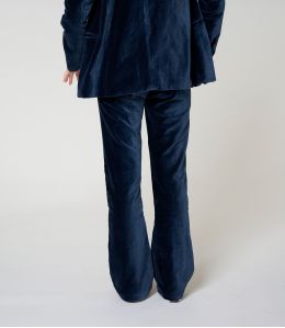 SASHA PLAIN NAVY VELVET COTTON PANTS - 3