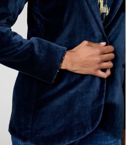 PAULE PLAIN VELVET NAVY JACKET in Cotton - 3