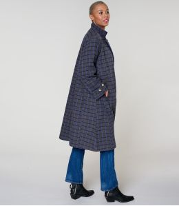 GUSTAVE TARTAN BLUE COTTON COAT - 3