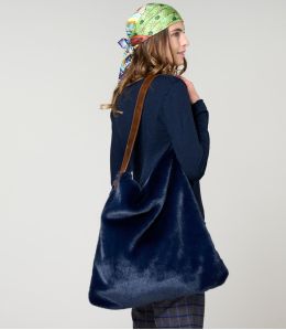 DODO FUR NAVY LARGE BAG in Polyester - 2