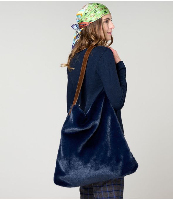 DODO FUR NAVY LARGE BAG in Polyester - 1