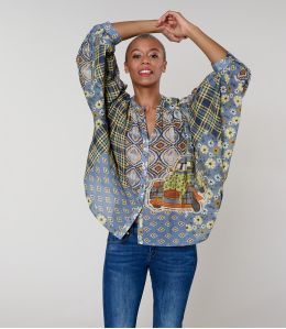 COCO DOLORES BLUE COTTON BLOUSE - 3