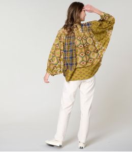 COCO DOLORES GREEN COTTON BLOUSE - 3