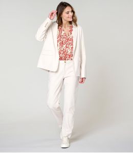 LOU PLAIN ECRU VELVET JACKET in Viscose - 1